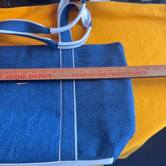 Draper James Savannah Blue Denim and White Weekender Zippered Tote, NWT - Picture 5 of 16